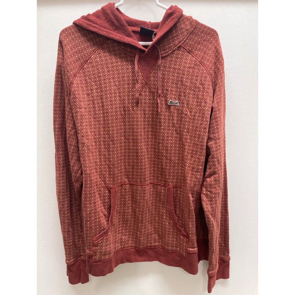Le Tigre The Classic Mens Large Rust Red Geometric Diamond Pullover Hoodie